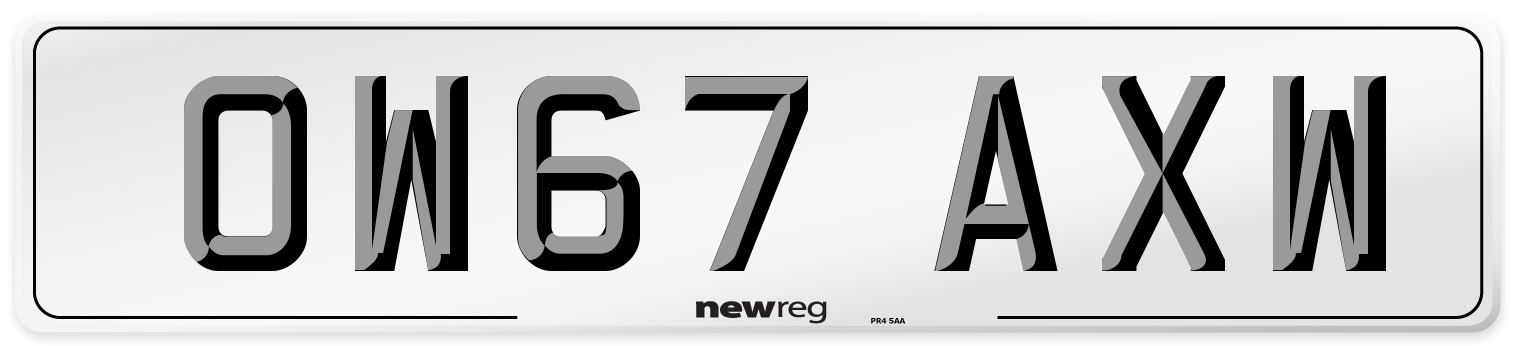 OW67 AXW Number Plate from New Reg